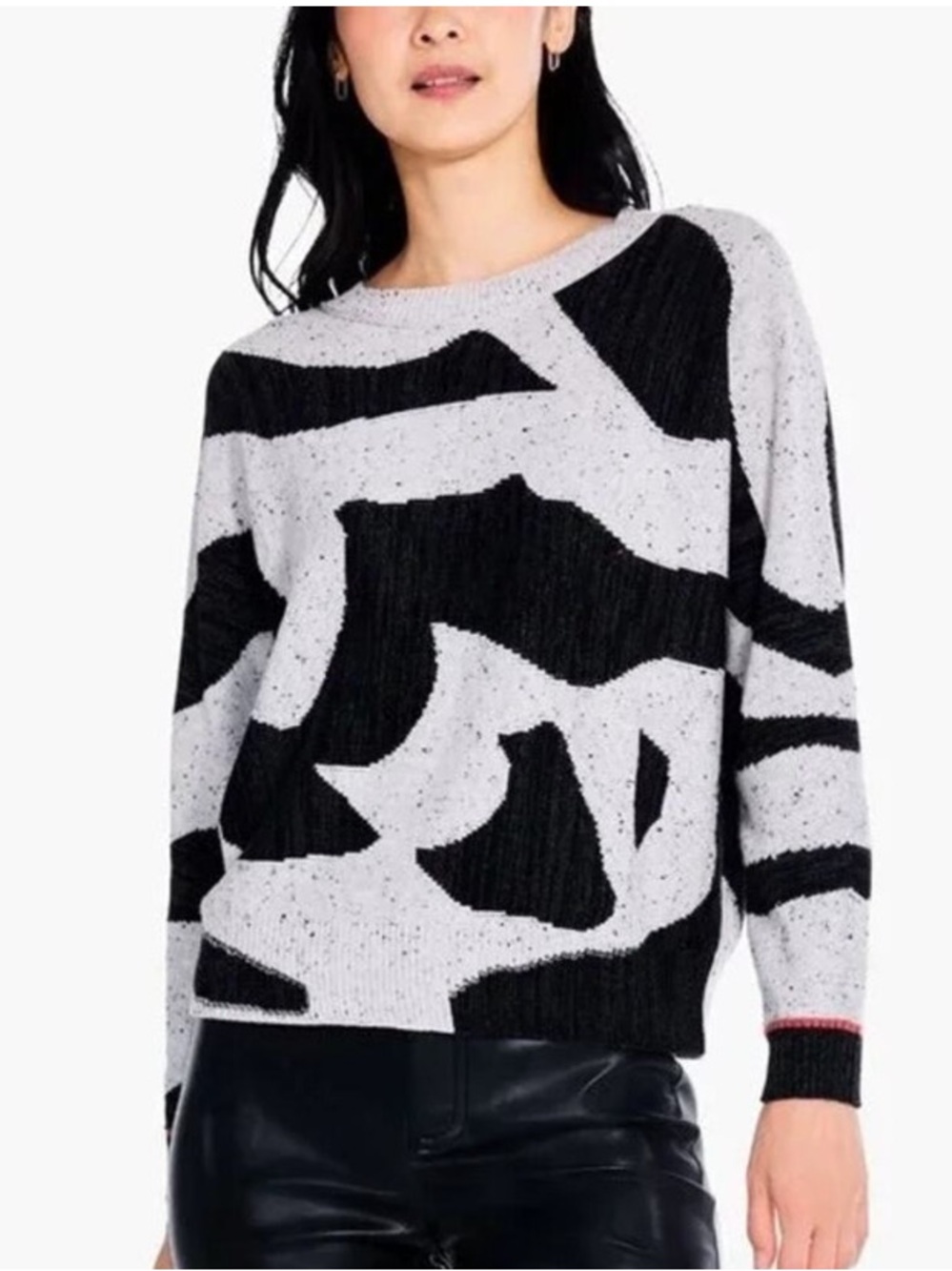NWT Nic + Zoe dusk days abstract geometric print crewneck sweater size medium